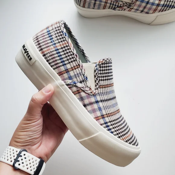 EUC Seavees Baja Slip On Platform Sneaker Plaid Flannel Womens 6 - Picture 7 of 10